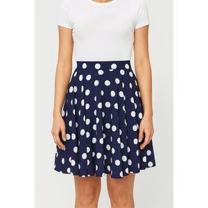 Pixley Navy Blue Polka Dot Swing Skater Skirt XS | Fully Lined | Side Zipper